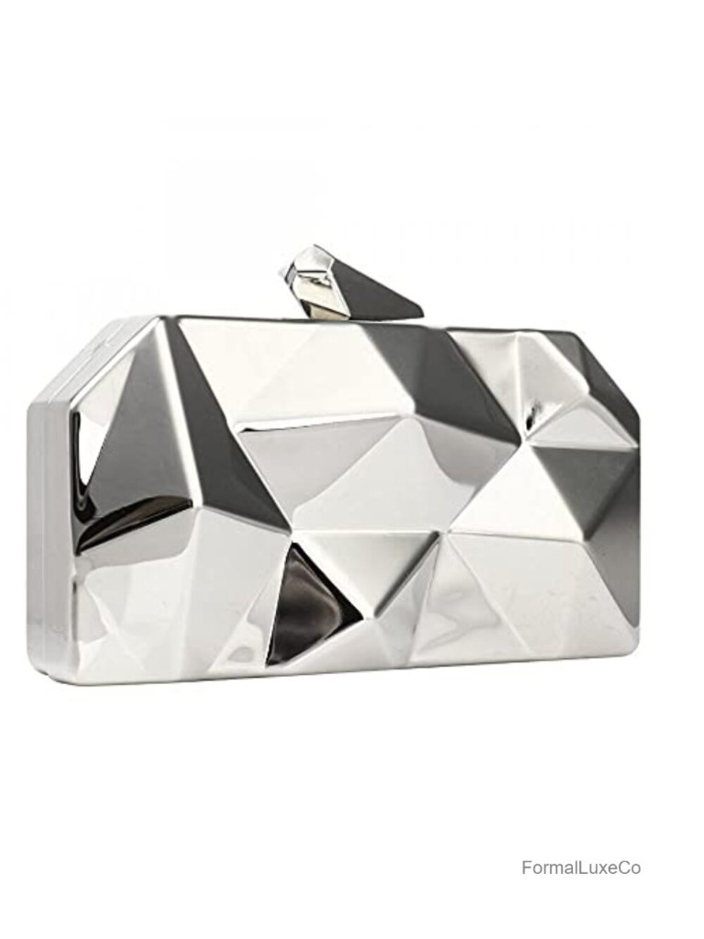 Women Geometric Lattice Metal Evening Bag Bridal Prom Clutch with Chain